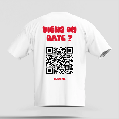 T-shirt QR CODE - "VIENS ON DATE ?"