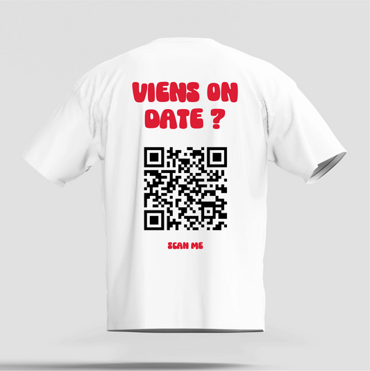 T-shirt QR CODE - "VIENS ON DATE ?"